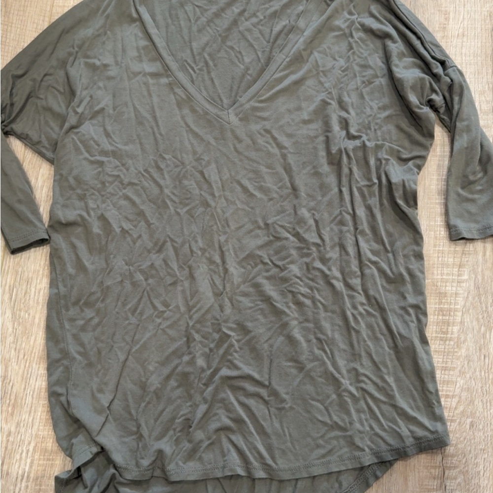 Chic Olive Long Sleeve V-Neck Top